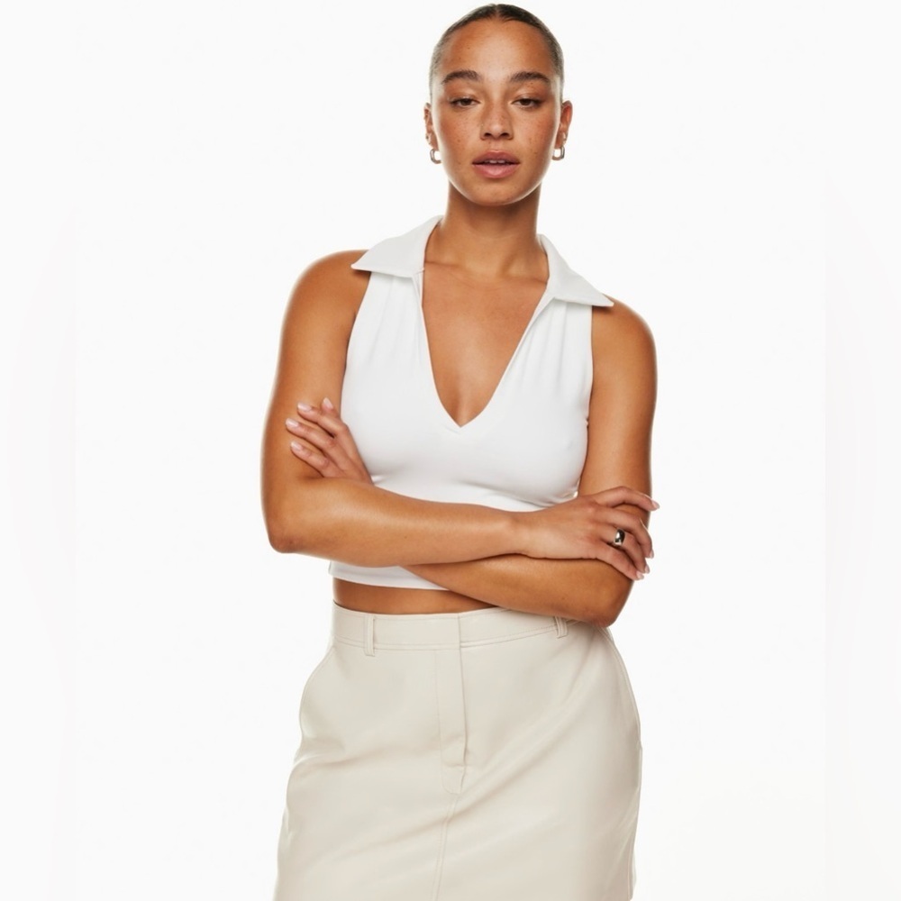 Aritzia Babaton Contour Crop Polo Tank Size Medium Ivory